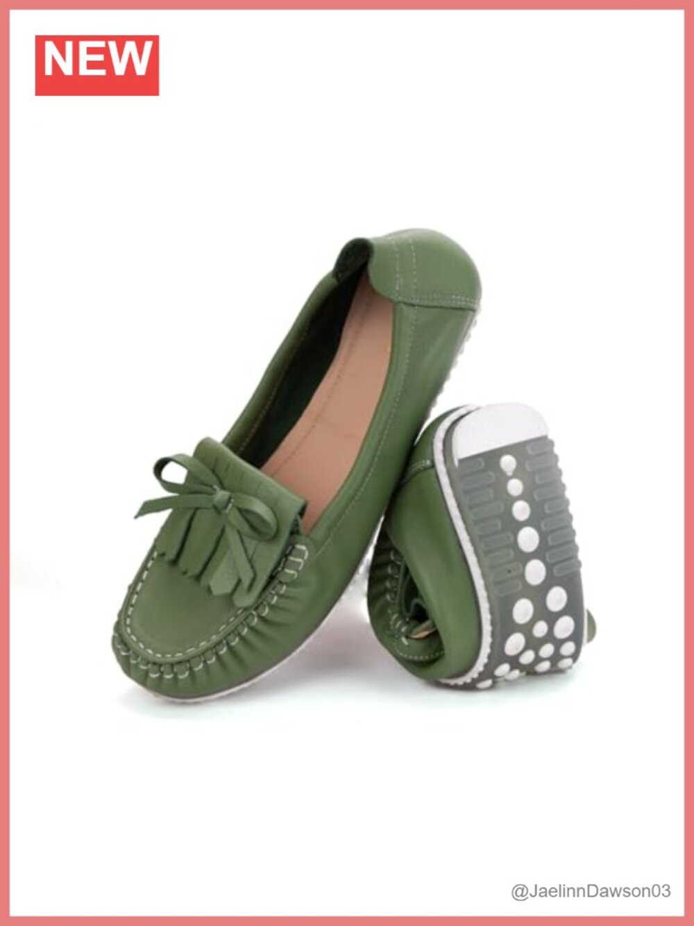 Women's Genuine Leather Slip-On Loafer Bow Tassel Flat Business Casual